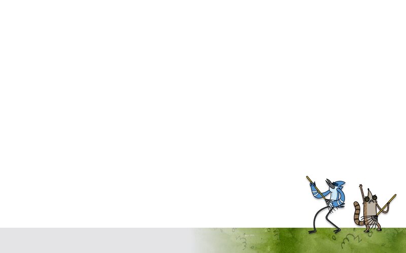 Mordecai and Rigby with sticks