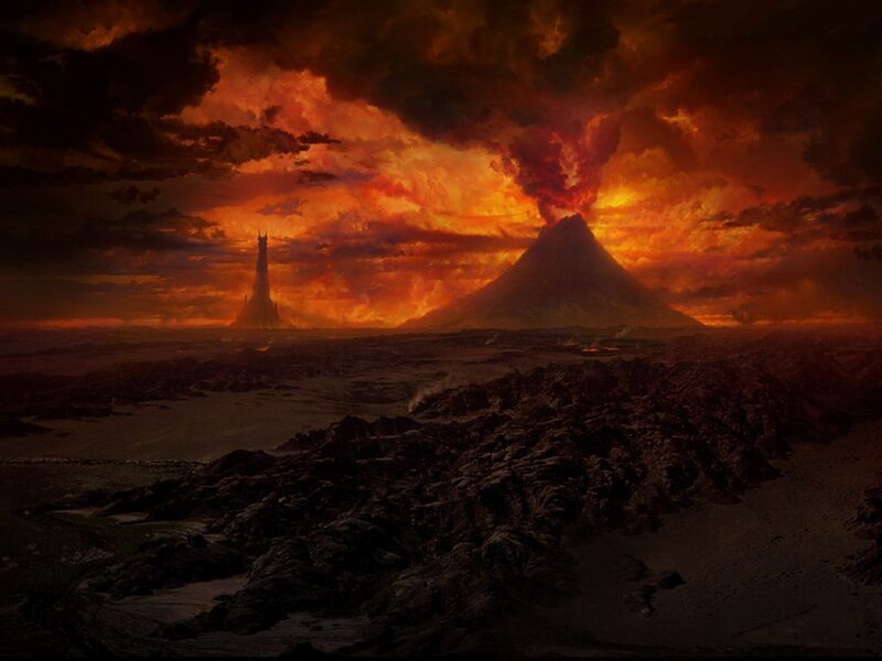 Mordor landscape with Mount Doom