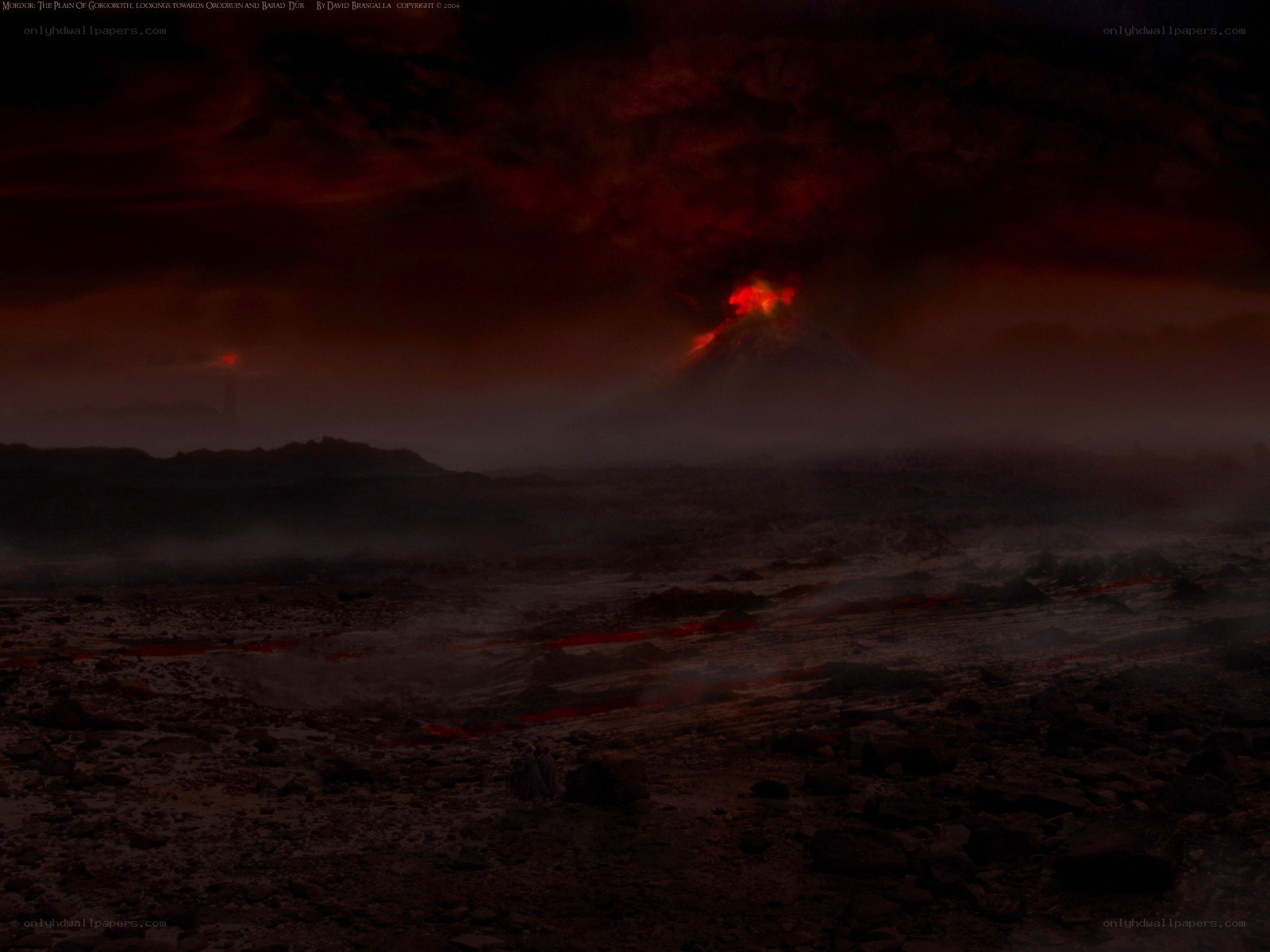 Mordor's fiery landscape