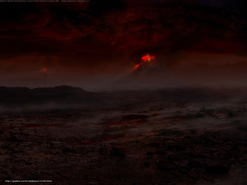 Mordor's fiery landscape