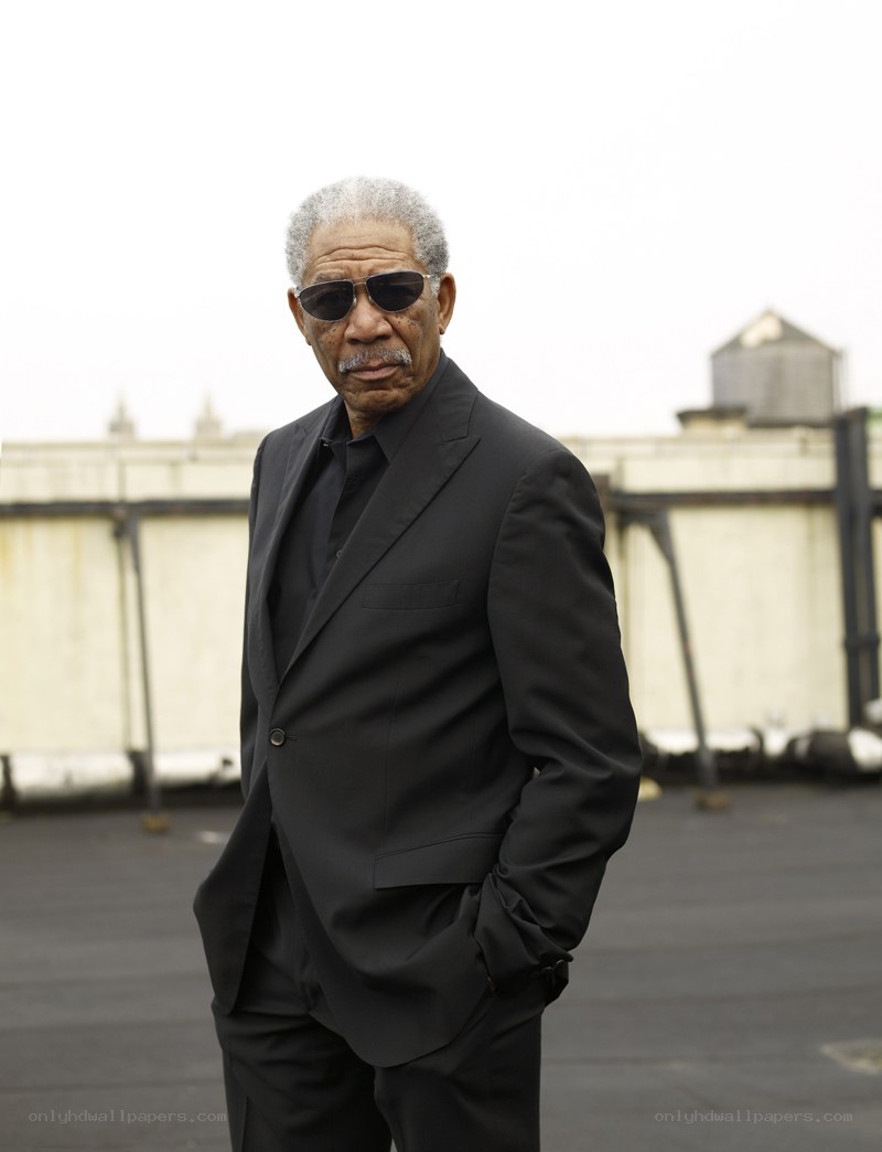 Morgan Freeman in a black suit
