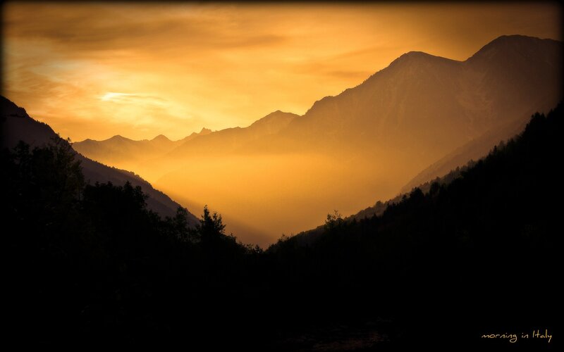 Morning in the Italian mountains