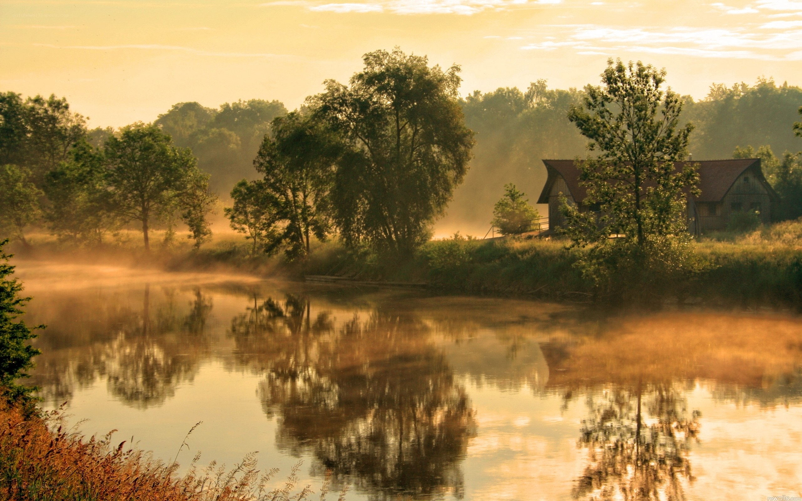 Morning mist over a river