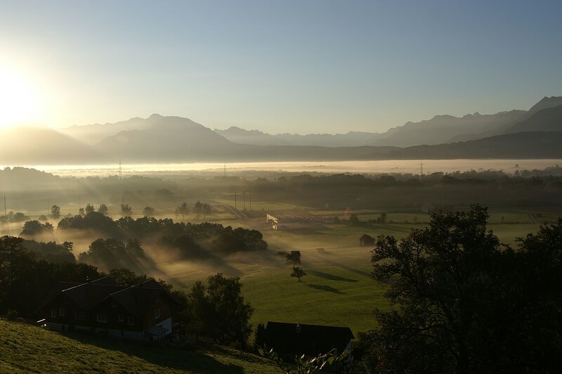 Morning mist over a valley