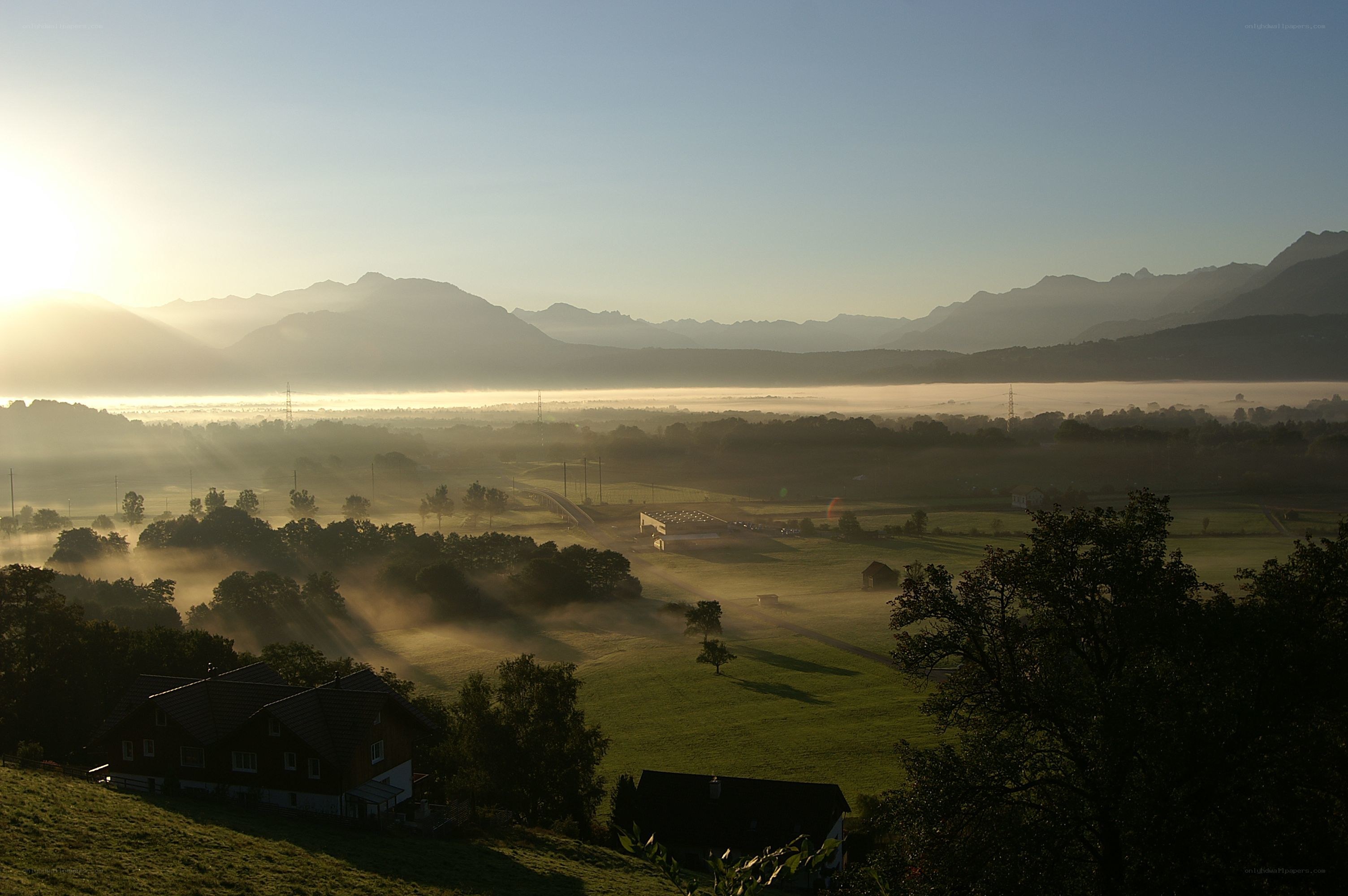 Morning mist over a valley