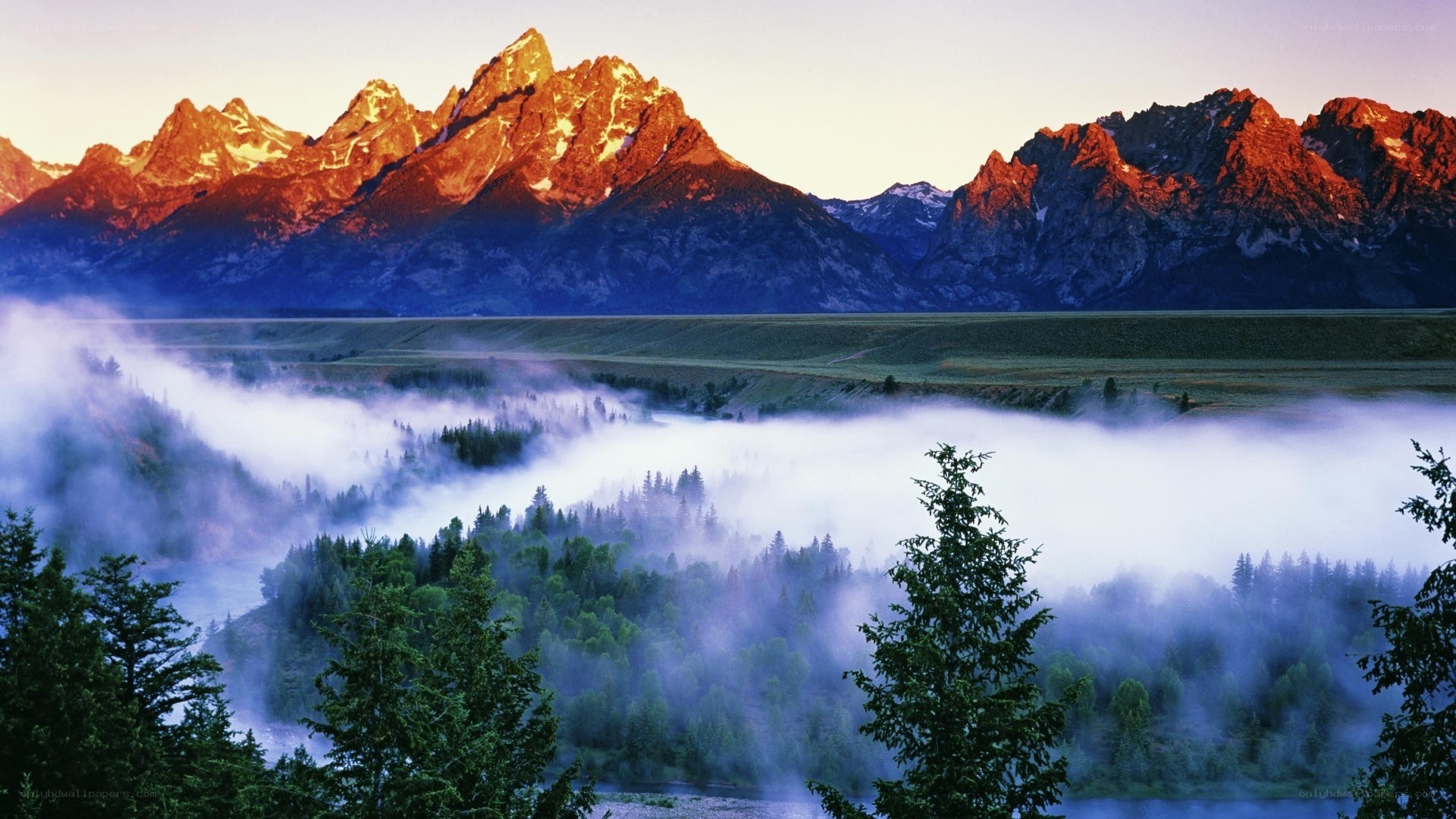Morning mist over mountain valley