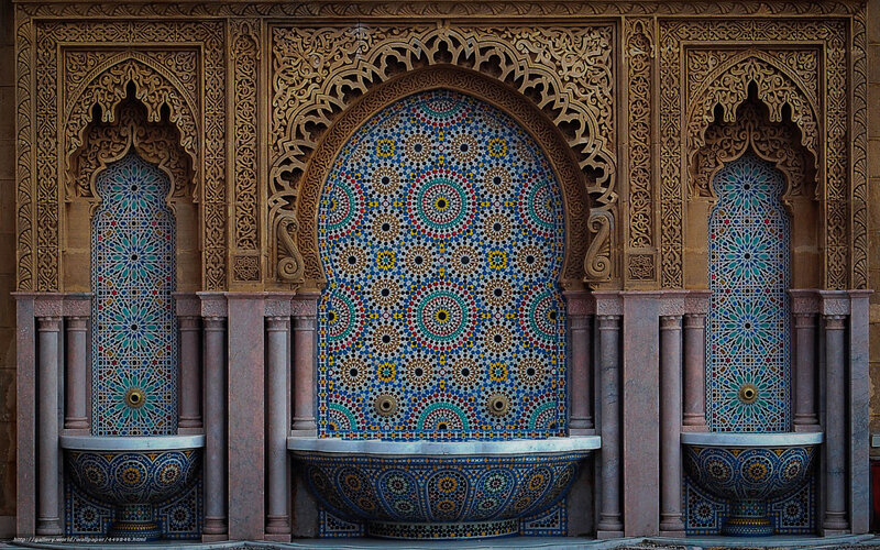 Moroccan mosaic fountain