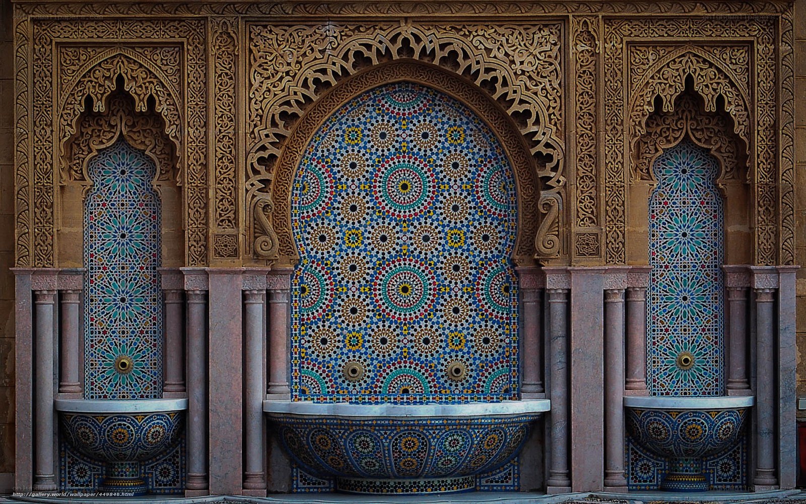 Moroccan mosaic fountain