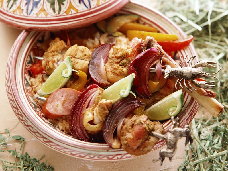 Moroccan tagine with skewers