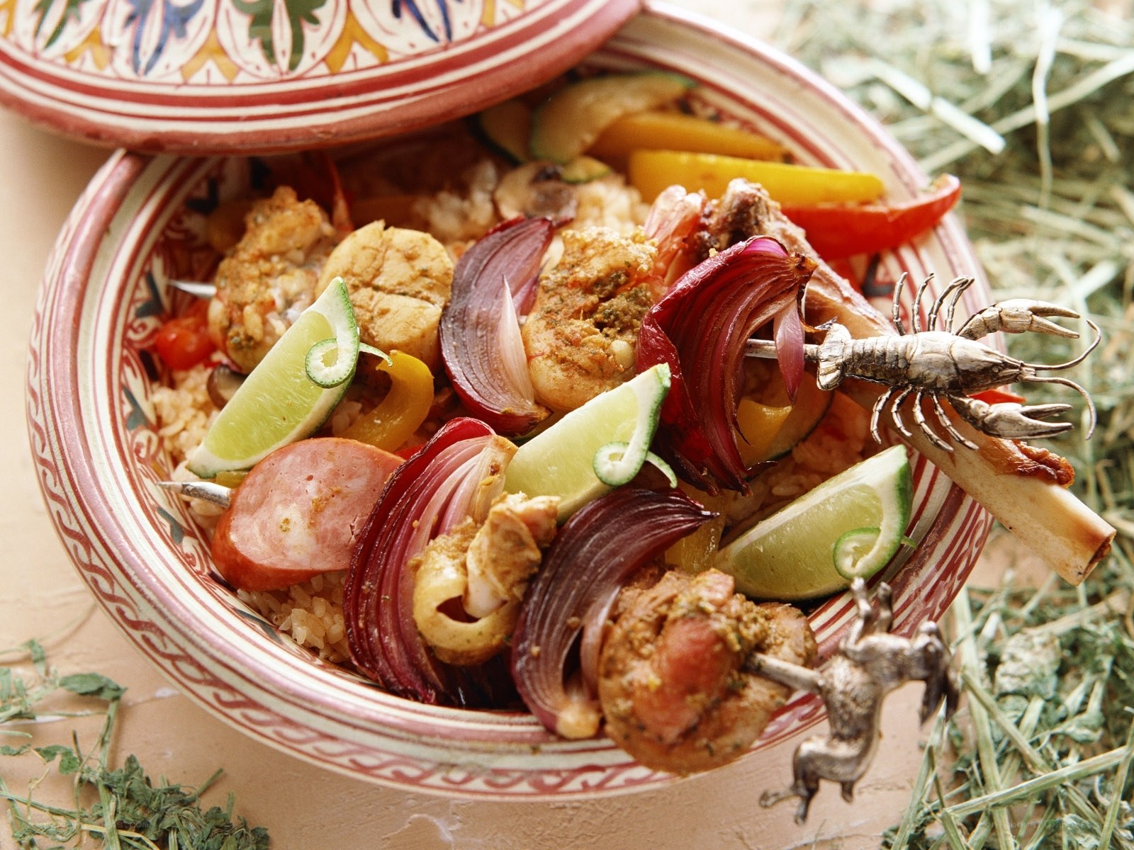 Moroccan tagine with skewers