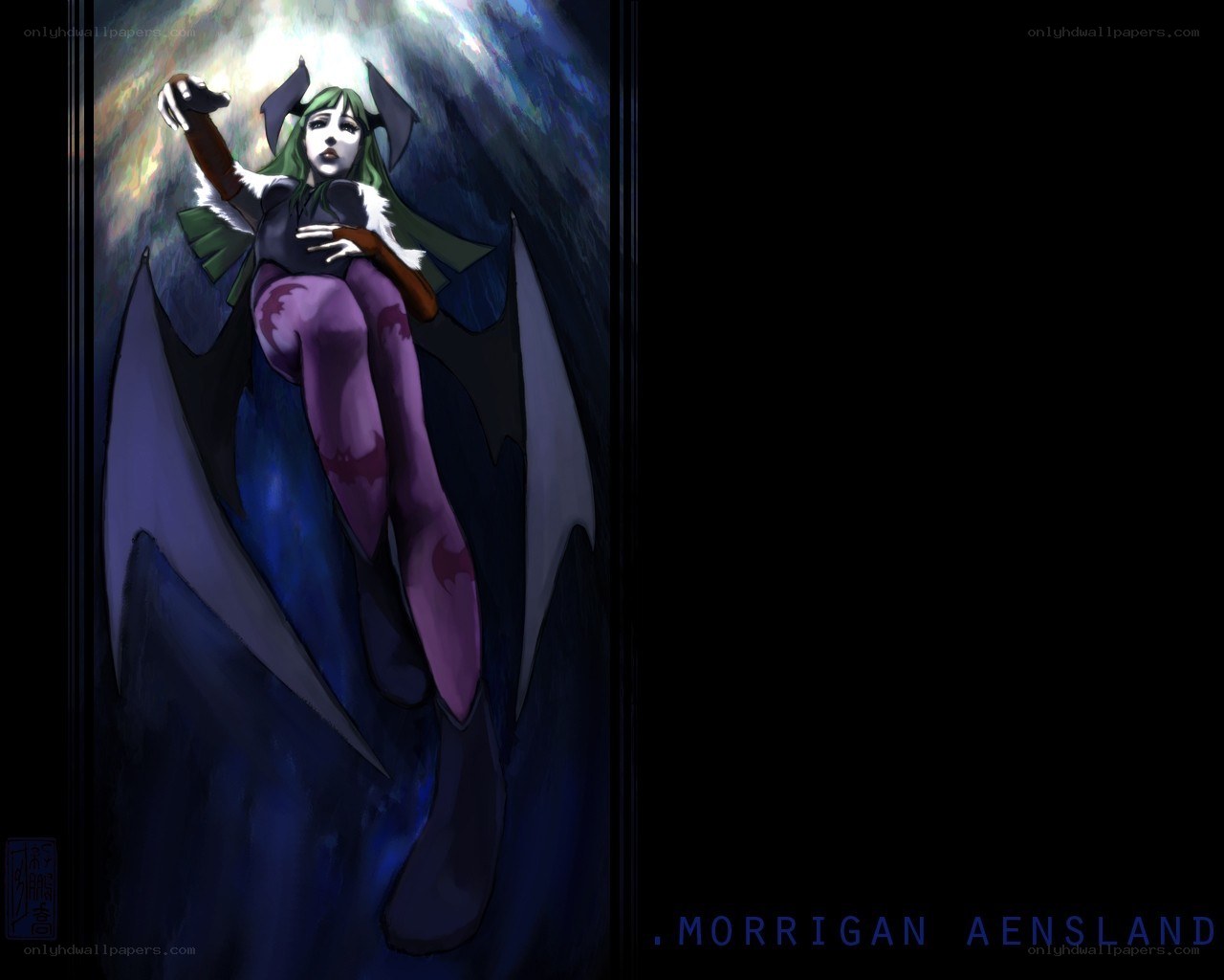Morrigan Aensland in a cave