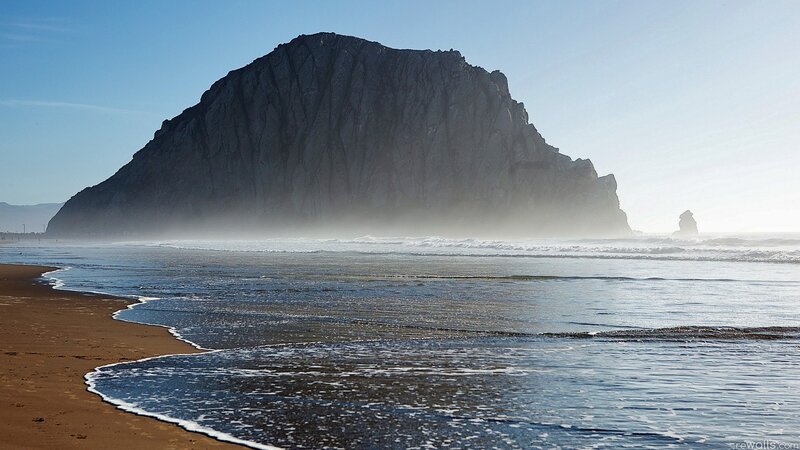 Morro Rock at Beach — Blue, Serene, Morning