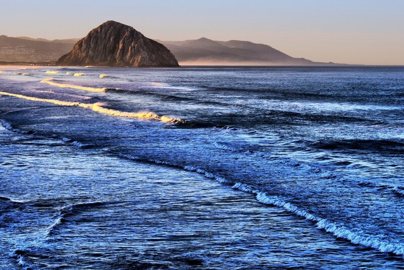 Morro Rock at Sunset — Blue