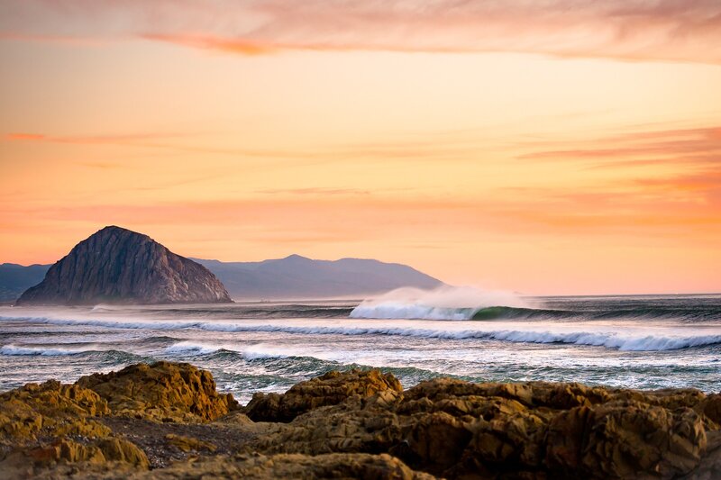 Morro Rock at Sunset — Orange
