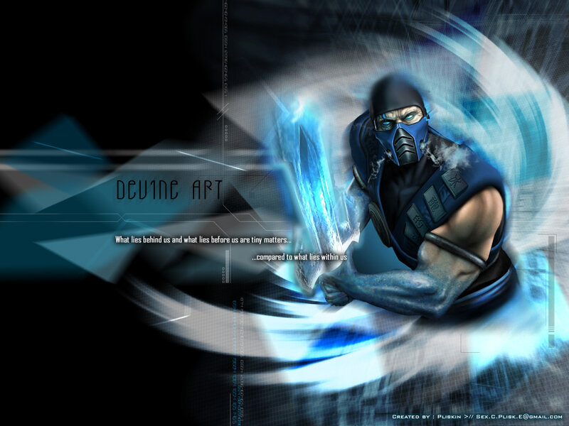 Mortal Kombat Character — Blue, Dramatic, Digital Art, Mask, Blue Energy