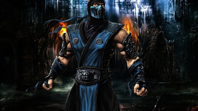 Mortal Kombat Character — Blue, Dramatic, Night, Digital Art, Fire, Mask