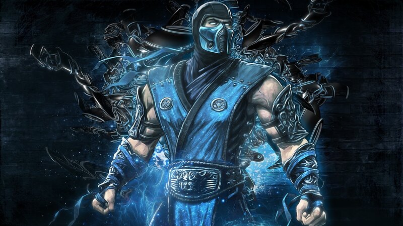 Mortal Kombat Character — Blue, Dramatic, Night, Digital Art, Mask, Chains