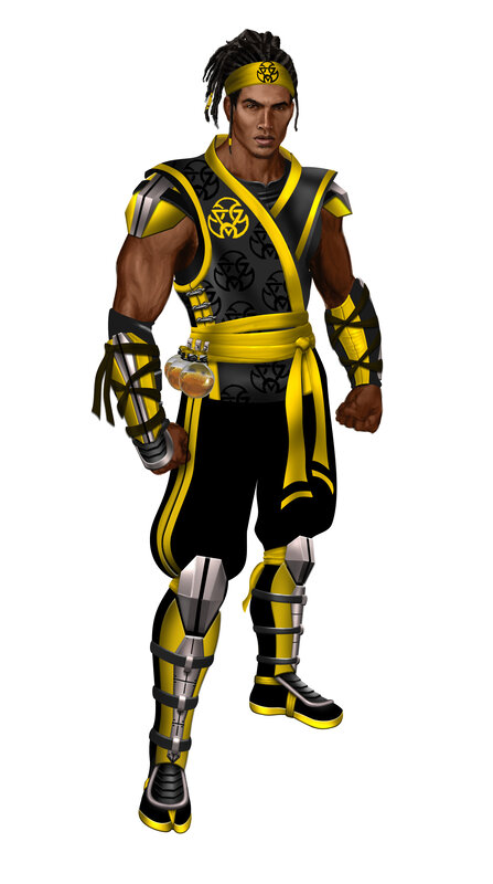 mortal kombat character in yellow and black
