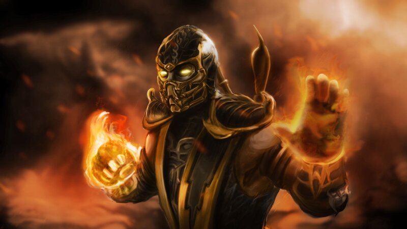 Mortal Kombat Character — Orange, Dramatic, Digital Art, Fire