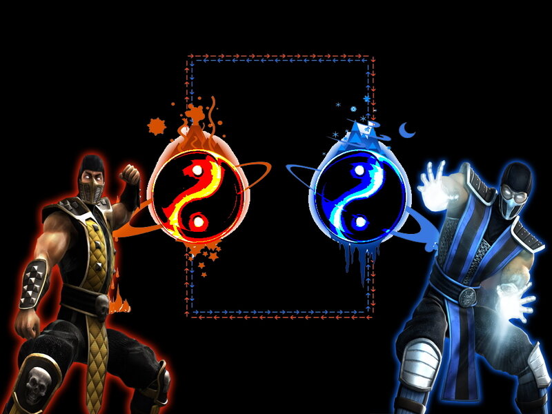 Mortal Kombat characters with yin-yang symbols