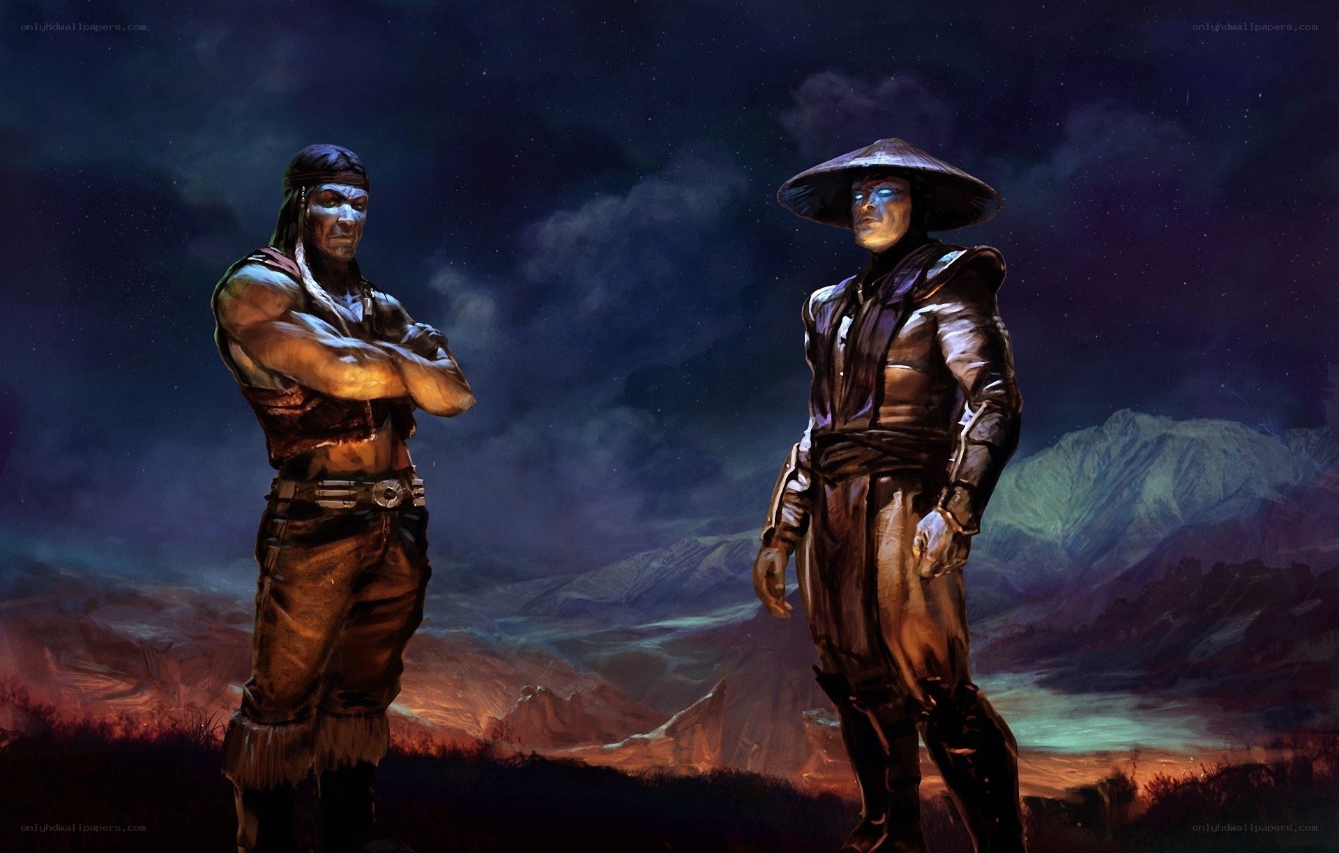 Mortal Kombat warriors at night