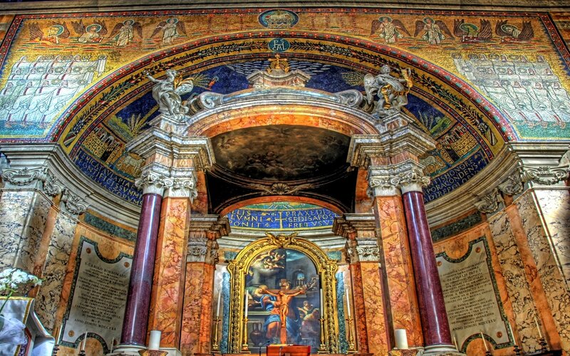 Mosaic and altar in a church