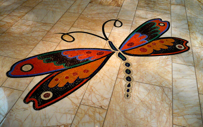 Mosaic Butterfly on Floor
