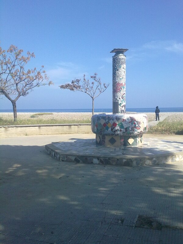 Mosaic fountain at beach