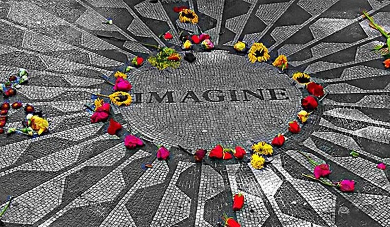 Mosaic Memorial with Flowers