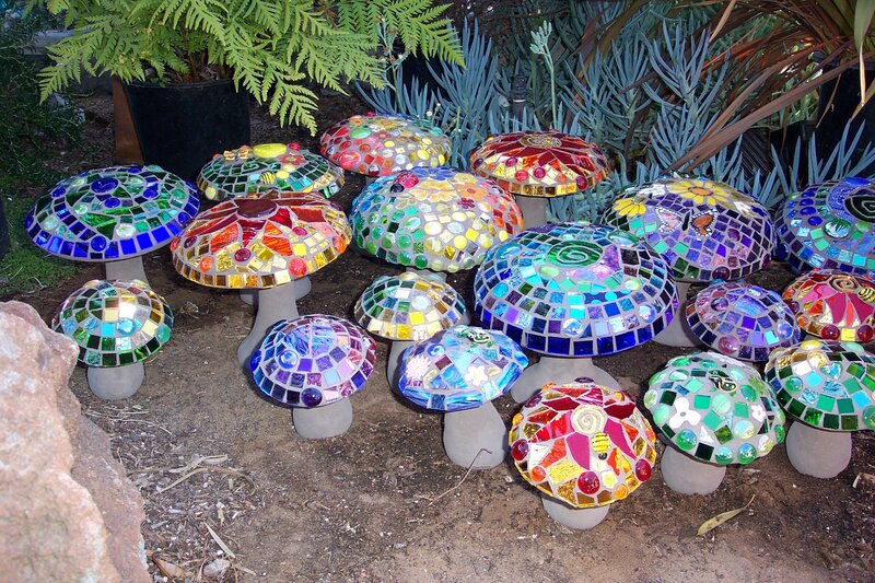 Mosaic Mushroom Sculptures