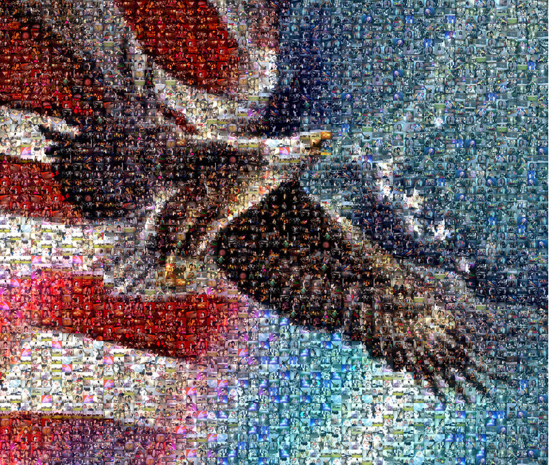 Mosaic of a person in uniform
