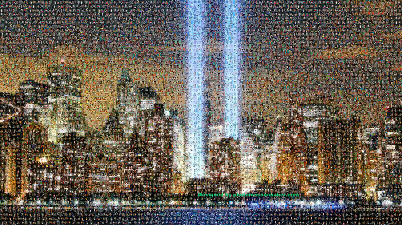 mosaic of city skyline