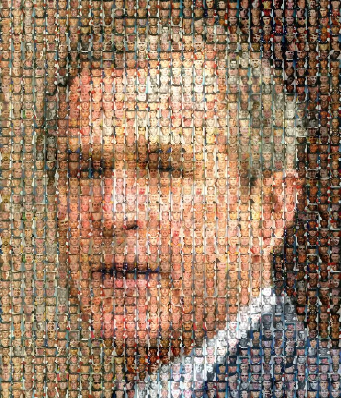 Mosaic of soldier portraits