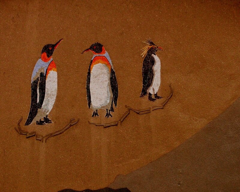 Mosaic of three penguins