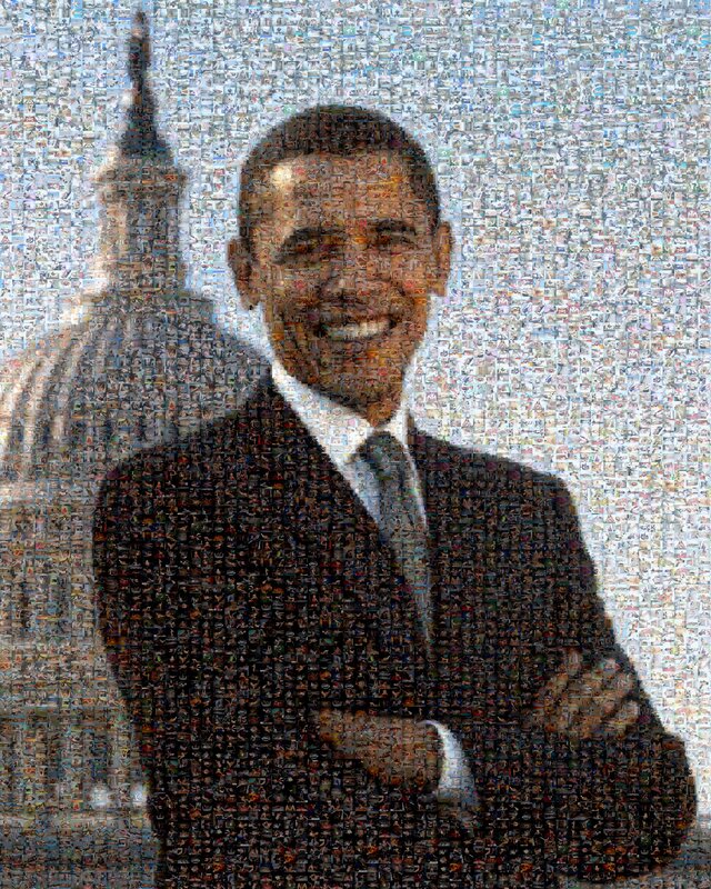 Mosaic portrait of Barack Obama