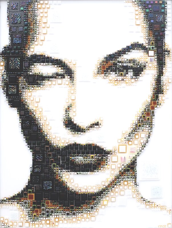 Mosaic Portrait of Man — Black, Neutral