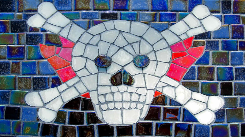 mosaic skull and crossbones