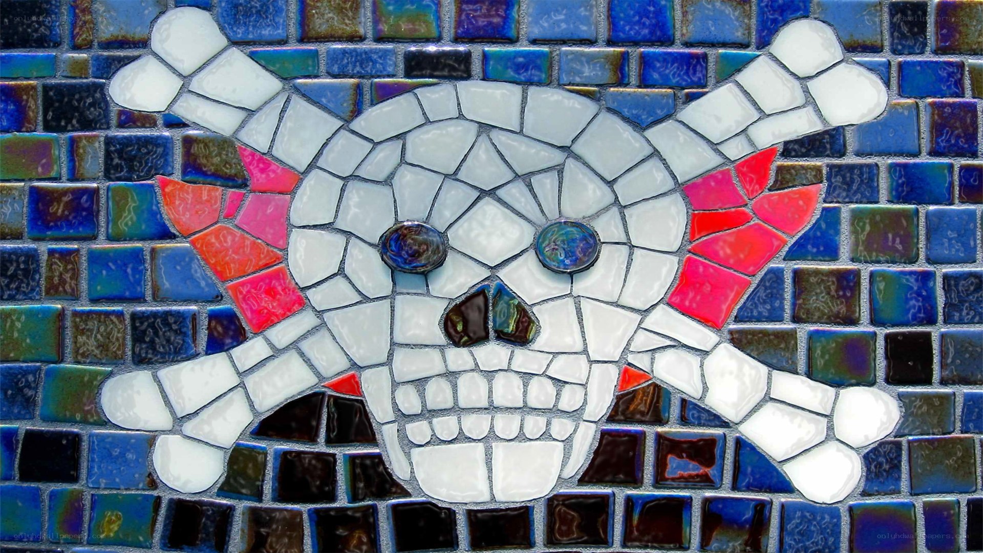 mosaic skull and crossbones