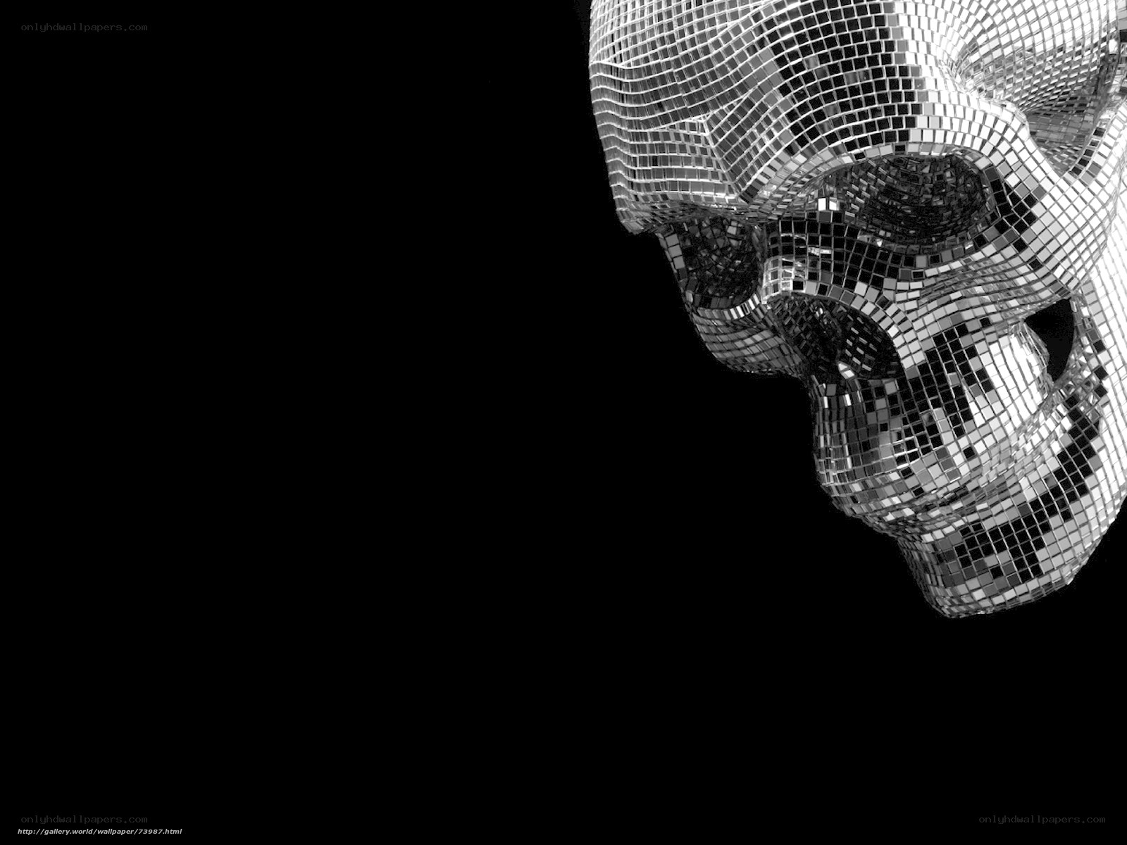 mosaic skull on black