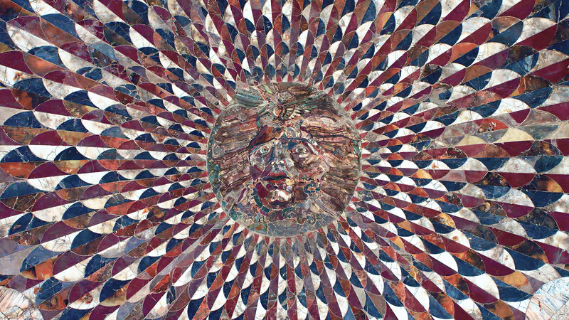 Mosaic Sun Face — Red