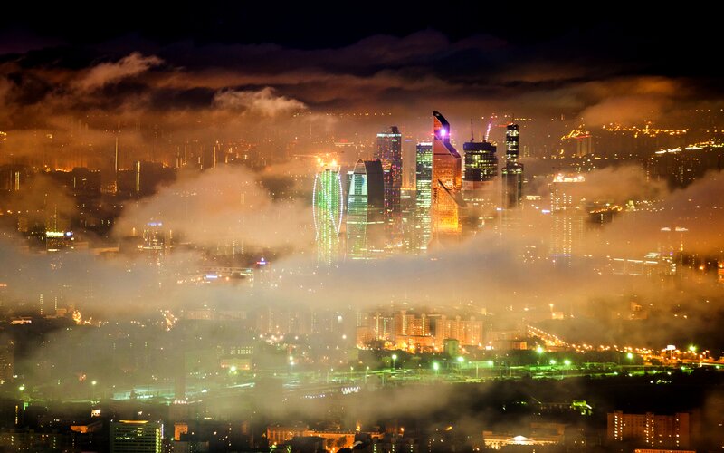 Moscow City Skyline — Black