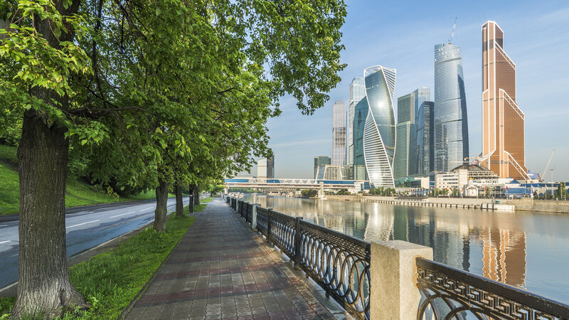 Moscow City Skyline — Blue, Serene, Morning, Photograph
