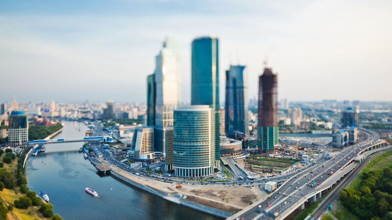 Moscow City Skyline — Blue, Urban