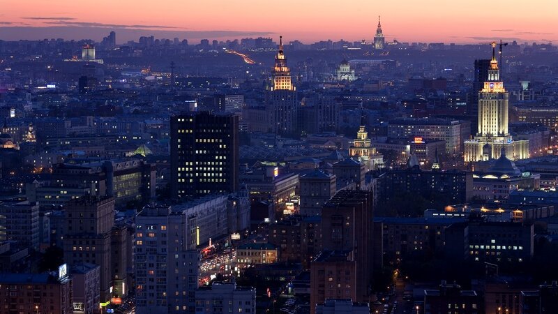 Moscow cityscape at dusk