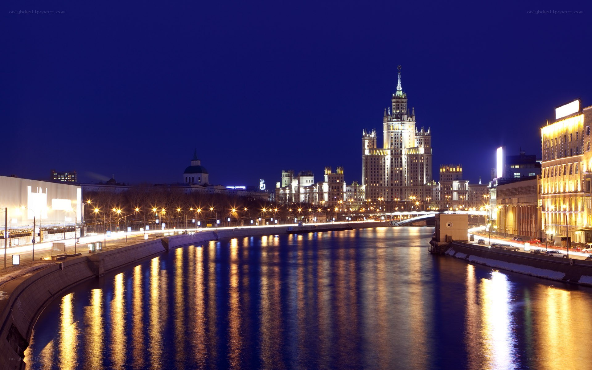 Moscow cityscape at night