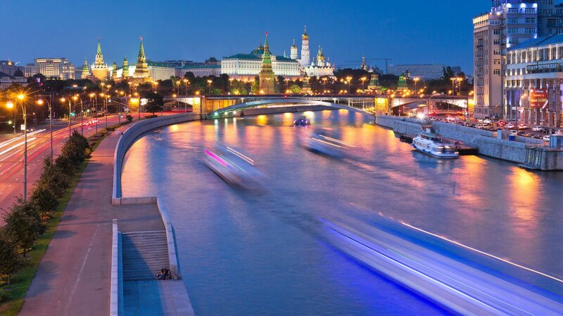 Moscow Cityscape at Night — Blue