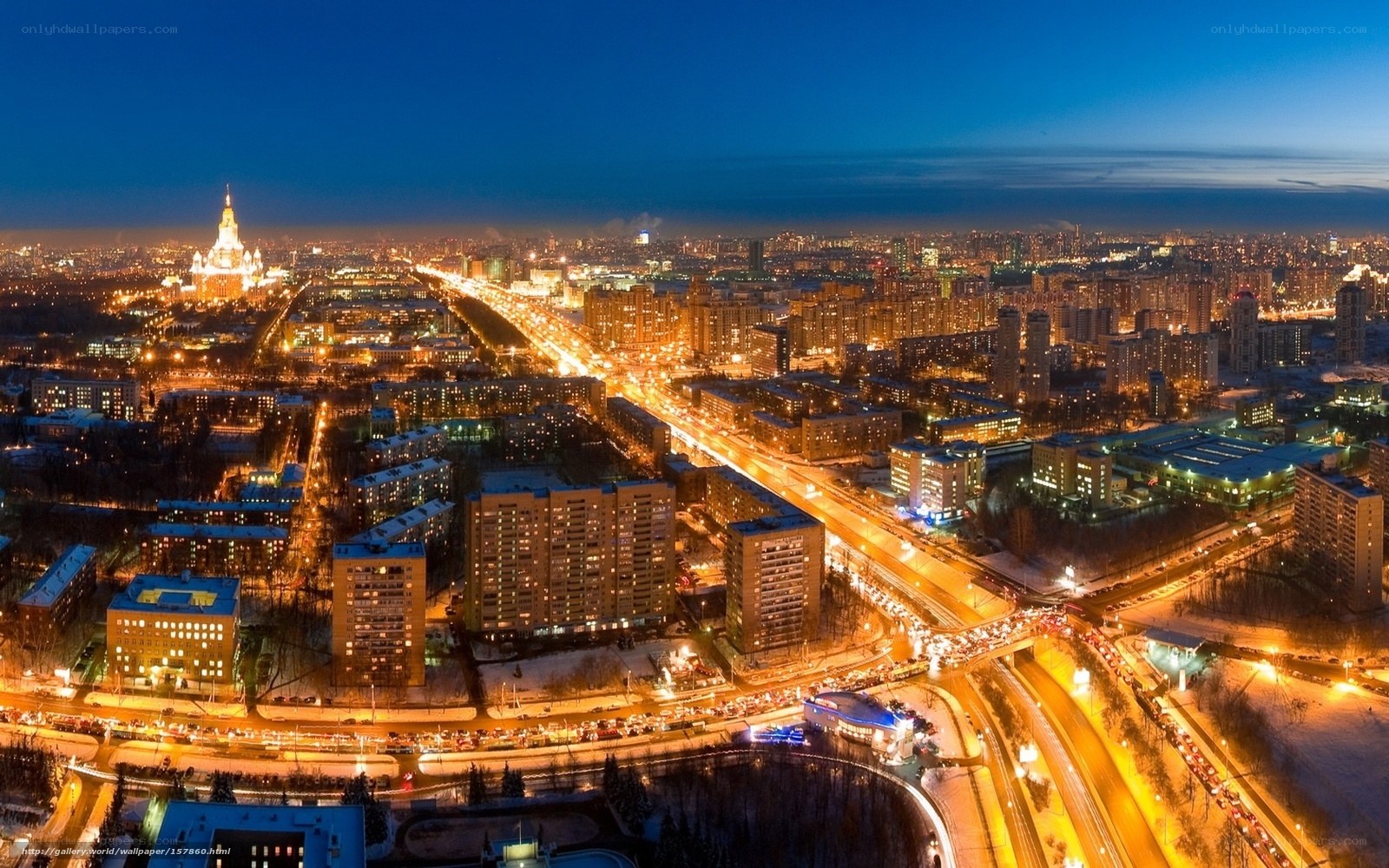 Moscow cityscape at night