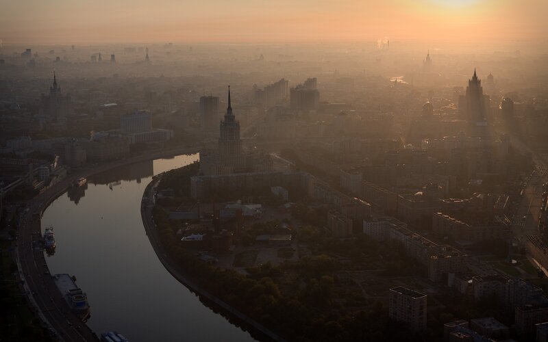 Moscow Cityscape at Sunrise — Orange