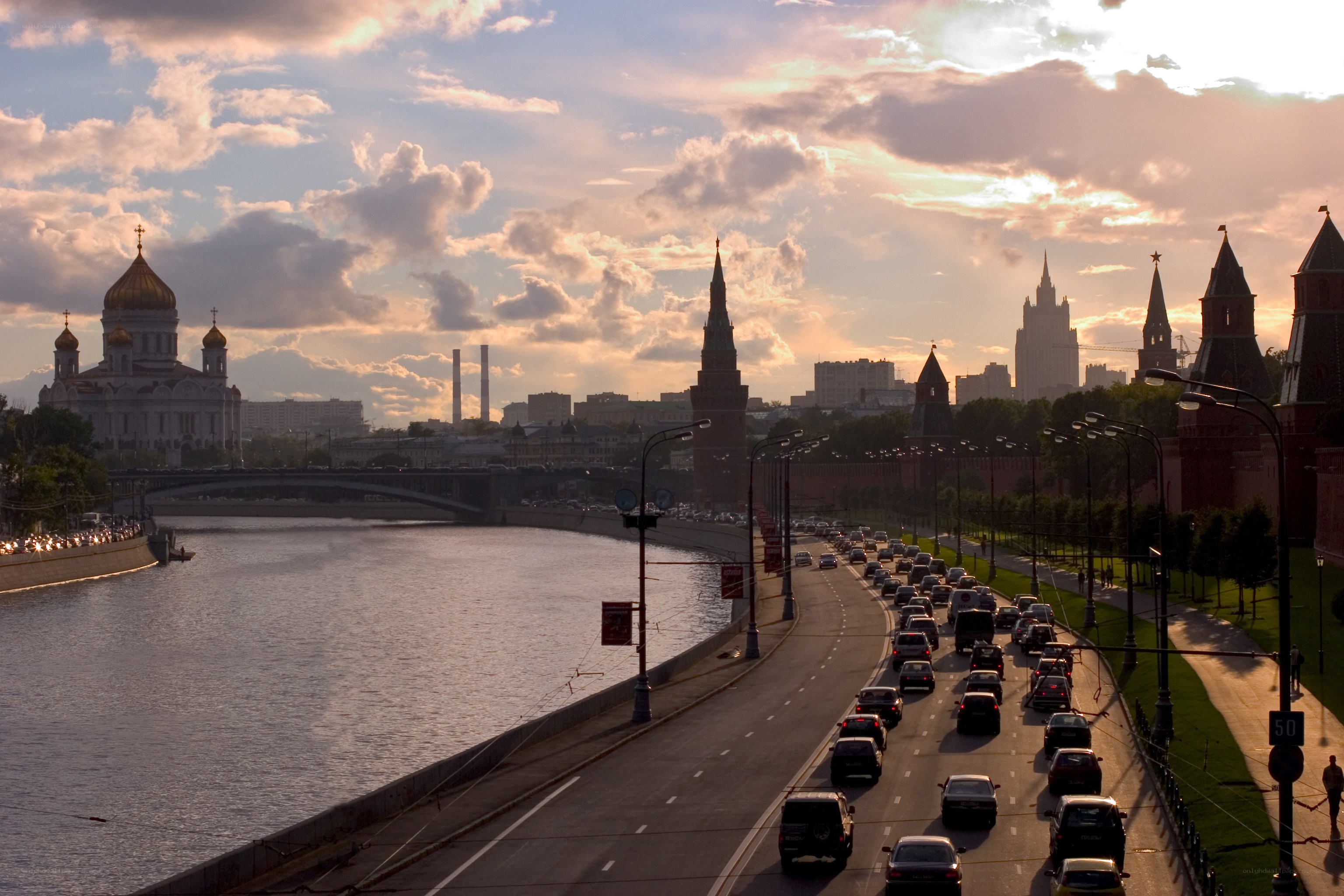 Moscow cityscape at sunset