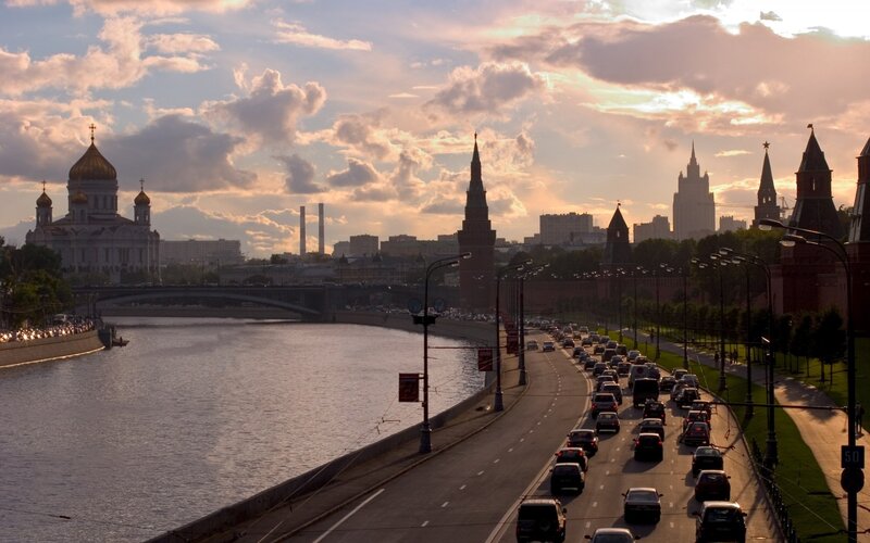 Moscow Cityscape at Sunset — Blue